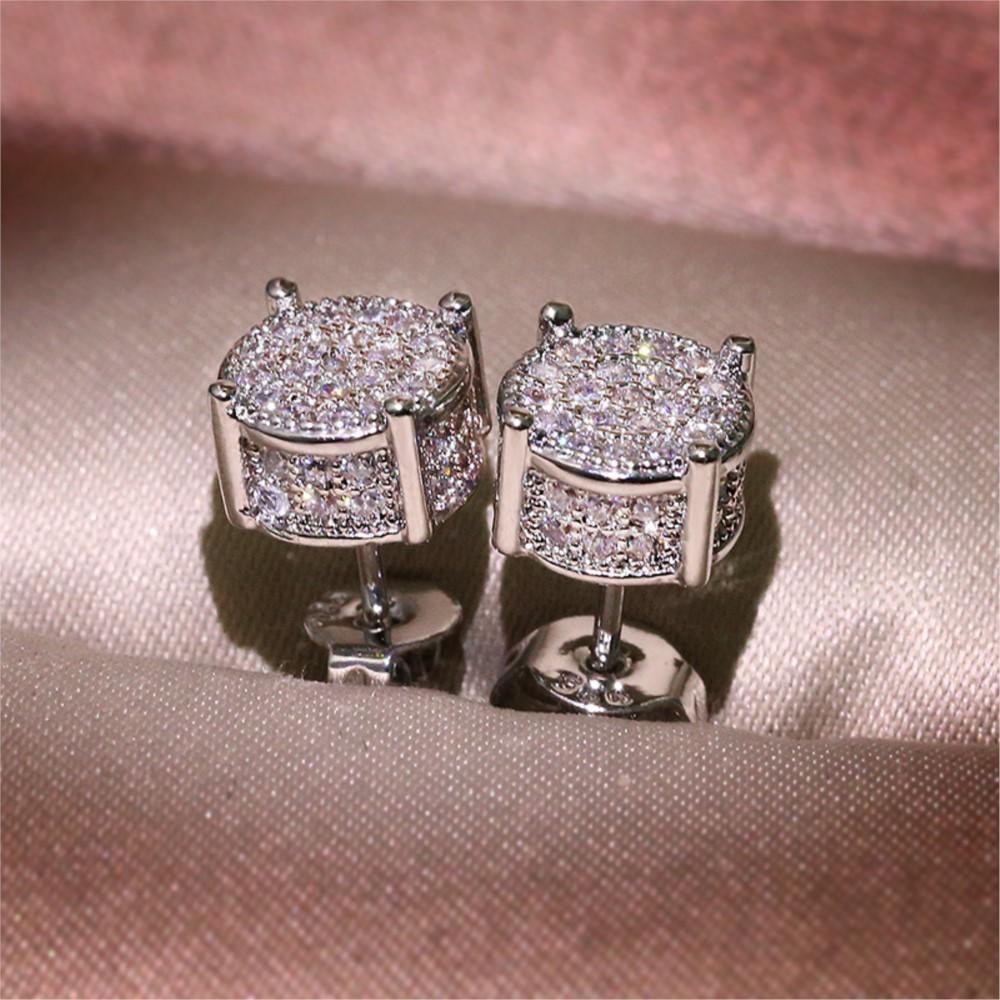 Iced Out Zirconia Stud Earrings For Men Hiphop Gold Color Plated Male Earing Fashion Punk Jewelry Gift Shiny Accessories OHE001