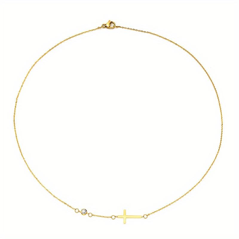 

1 шт. Модное, инкрустированное синтетическим цирконом, простое ожерелье золотой