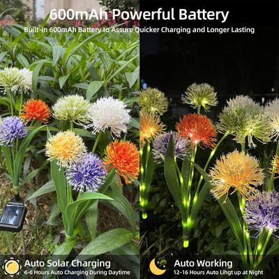 Outdoor Solar Dandelions Flowers Lights Ip65 Waterproof Automatic On/off Garden Lights For Yard Decor