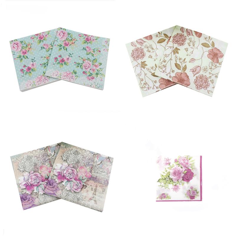 20 Stück bedruckte Servietten Papier Decoupage Taschentücher Blumen Hochzeit Geburtstag DIY Dekoration Schreibtisch Dekoration Servietten