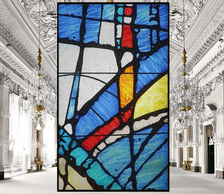 Autocolante pentru geamuri cu vitralii, folie de intimitate, stil bisericesc, autoadezive statice, folie decorativă mată pentru geamuri, dimensiune personalizată