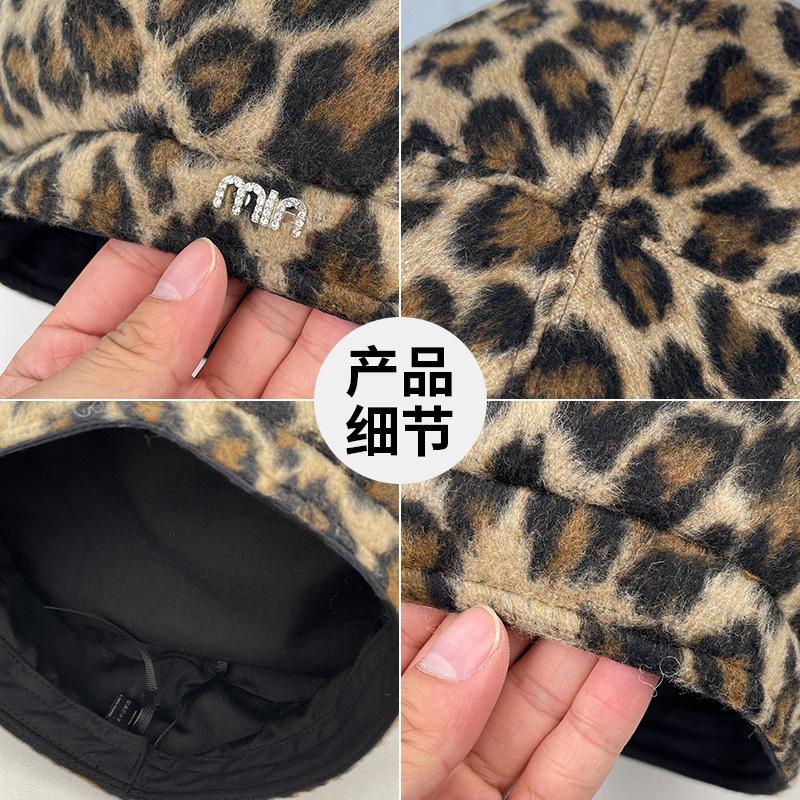 Leopard Print Beret Children'S Season Literary Retro Octagonal Hat Internet Celebrity Personality Versatile Painter Newsboy Hat