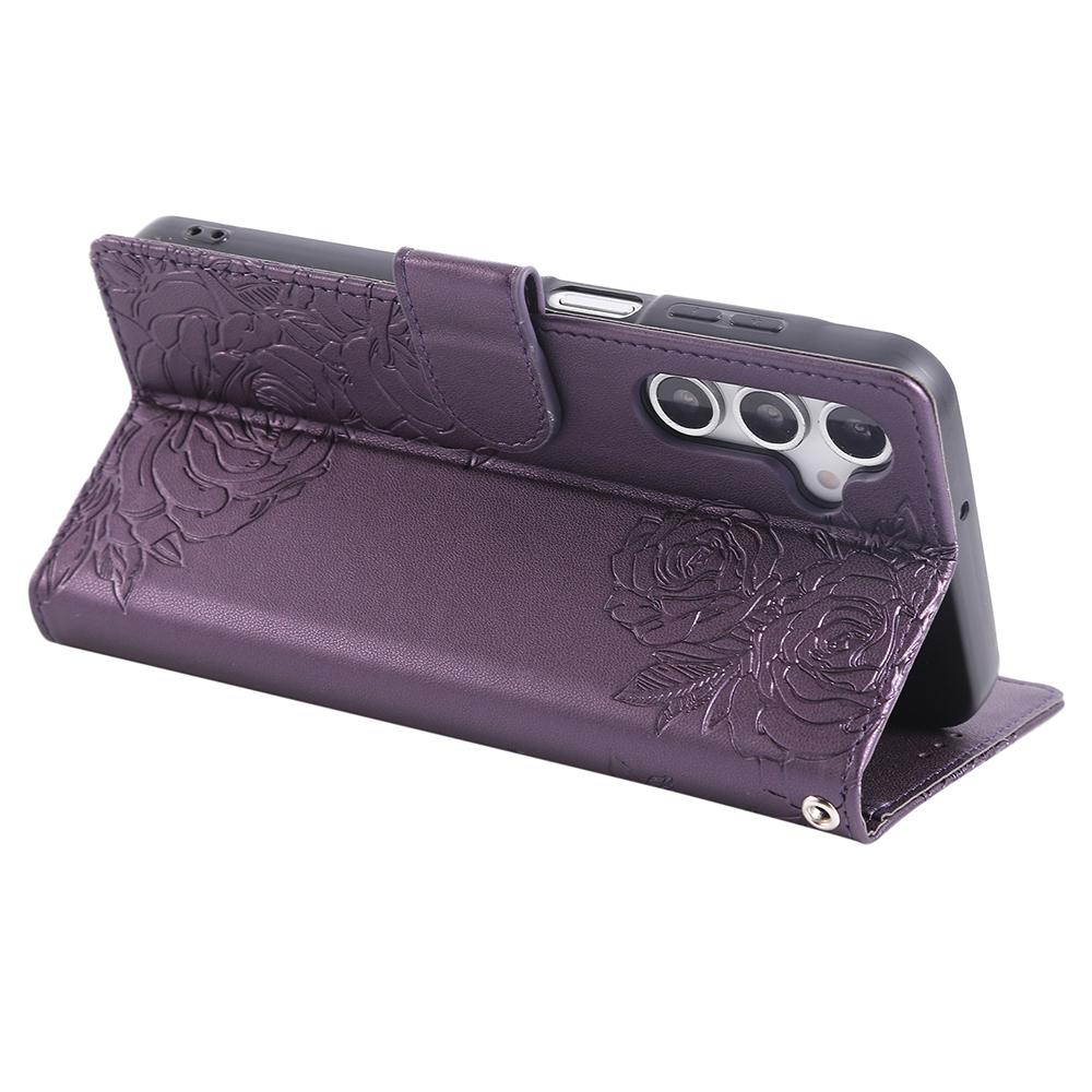 For Samsung Galaxy A16 4G/5G Case Rose Flower Wallet PU Leather Phone Cover with 3 Card Slots