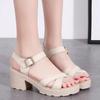 fashion 2024  High Heels Gladiator Sandals Woman Open Head Sexy Block Heel Platform Shoes Summer Buckle Size 34-40 Women Sandalias Mujer
