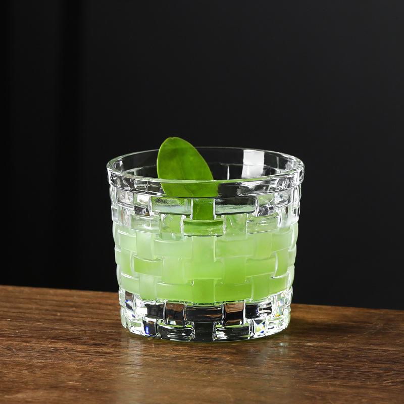 Embossed Glass Cup Ins Style Coffee Cup Design Sense Juice Cup Milk Cup Whiskey Cup Cocktail Cup