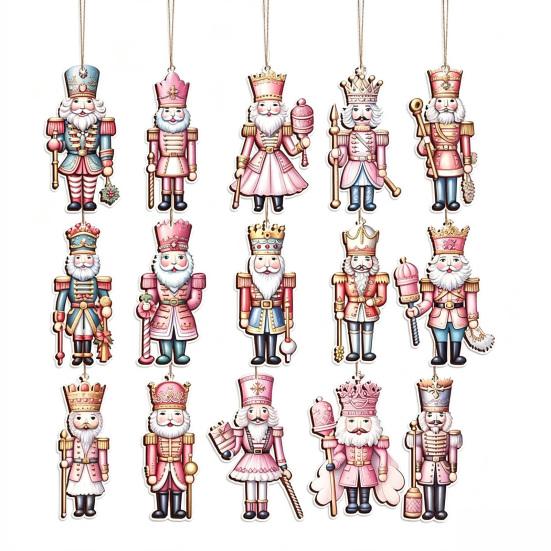 Holiday Atmosphere Decorations for Shop Christmas Nutcracker Ornaments Tree, Wooden Soldier Tree Hanging Lightweight Flat Decoration, 2D Pendants Xmas
