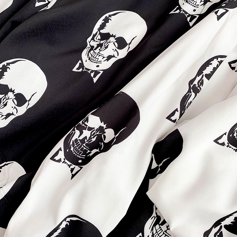 Harajuku Blouses  Women Fashion Skull Print Blouse Plus Size  Chiffon Blusas  Casual 2021 Autumn Tops