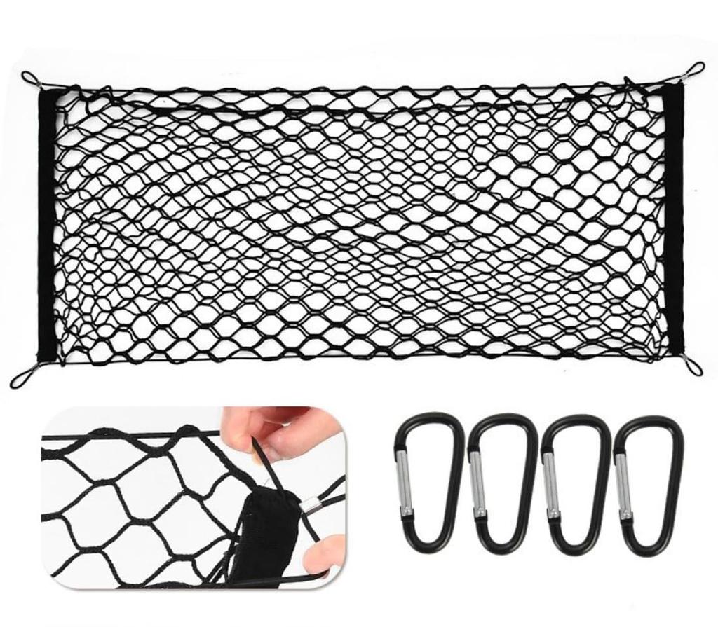 Car Trunk Cargo Prevents Luggage from Secures Full 4 Expands Storage Reinforces Fits Kei and Includes Fixing Hooks Net, 2-Layer Net, Falling, Luggage,