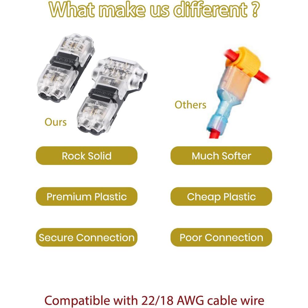 10 buc. Conector de sârmă cu 2 pini, 3/2 căi, sârmă compactă universală, conectori de tip T Tap I, conexiune cablu electric, auto-dezipare