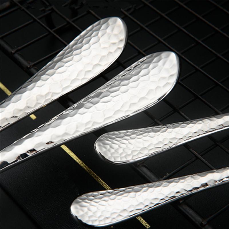 Heavy Hammer Pattern 304 Stainless Steel Cutlery Set Water Cube Buffet Knife Fork Spoon Hotel Tableware Beauty Table Accessories