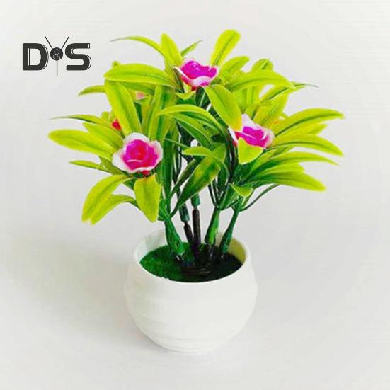 Künstlicher Blumentopf, Hibiskus-Blumen-Hotel-Garten-Dekor, Kunststoff, bunter Imitations-Blumentopf