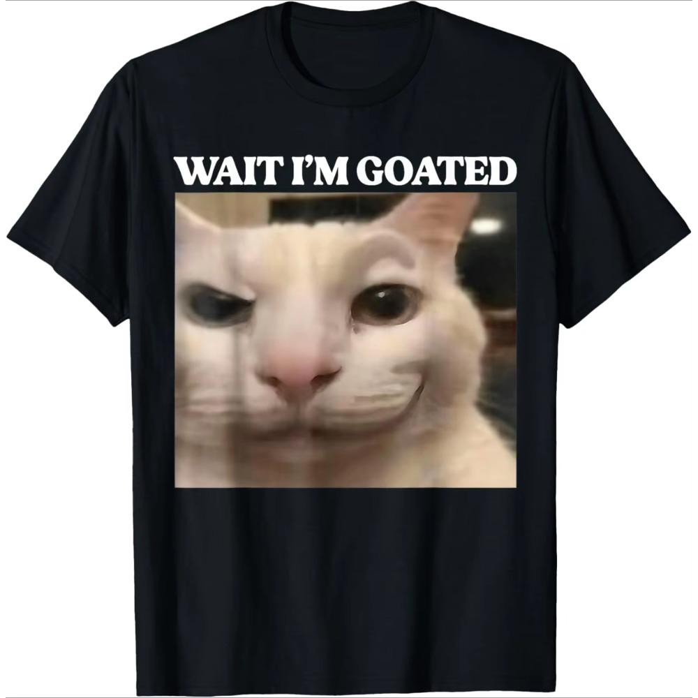 Meme Cat Portrait Graphic Tshirt Unisex Unisex Funny Internet Meme Casual Oversized Short Sleeve Cotton Streetwear Tops