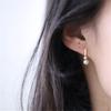 925 Sterling Silver Plating 14K Gold Two Pearl Earrings for Women Romantic Wedding Jewelry Accessories