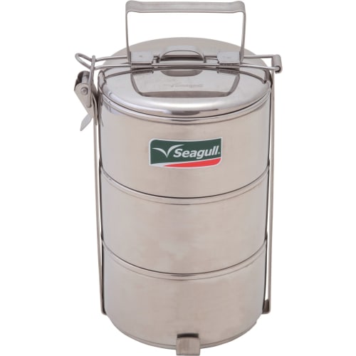 Seagull Bento Box Food Carrier, 3 Tiers, 12cm, Stainless Steel