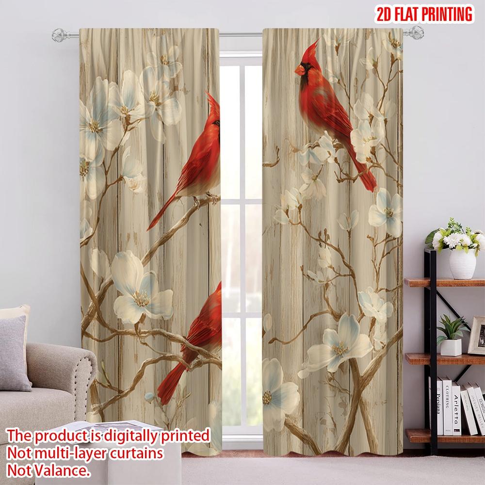 

2pcs,2D plane printing Contemporary Curtains Cardinal Symphony Versatile Durable Polyester (without rod) Home Decor Perfect for 52.50 × 116.00 cm 2 pcs
