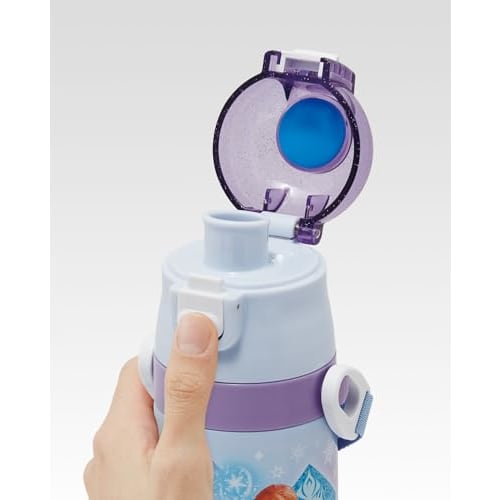 Skater Children's Water Bottle, 2-Way, 470ml (Direct Drink) or 430ml (Cup), Disney Frozen Design, Size 25, Girls, Stainless Steel, Insulated, Lightwei