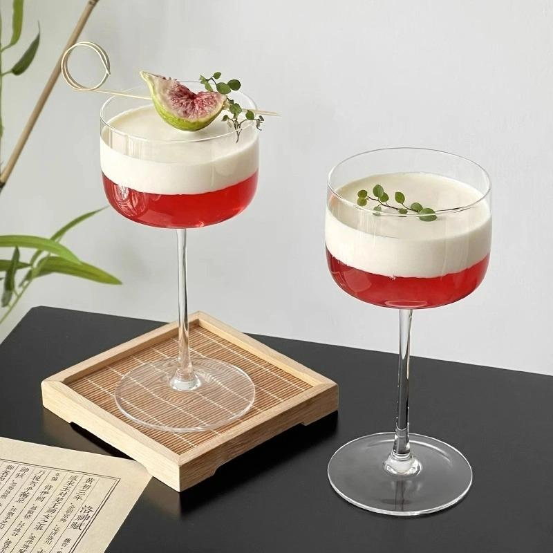 Japanese Style Thin Cocktail Glasses Cups Atmosphere High-foot Glass Square Champagne Cup Transparent Cocktail Glass Cups