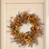 Fall Wreath for Front Door Artificial Farmhouse Autumn   Wreath with Wildflower for Indoor Outdoor Holiday Decor