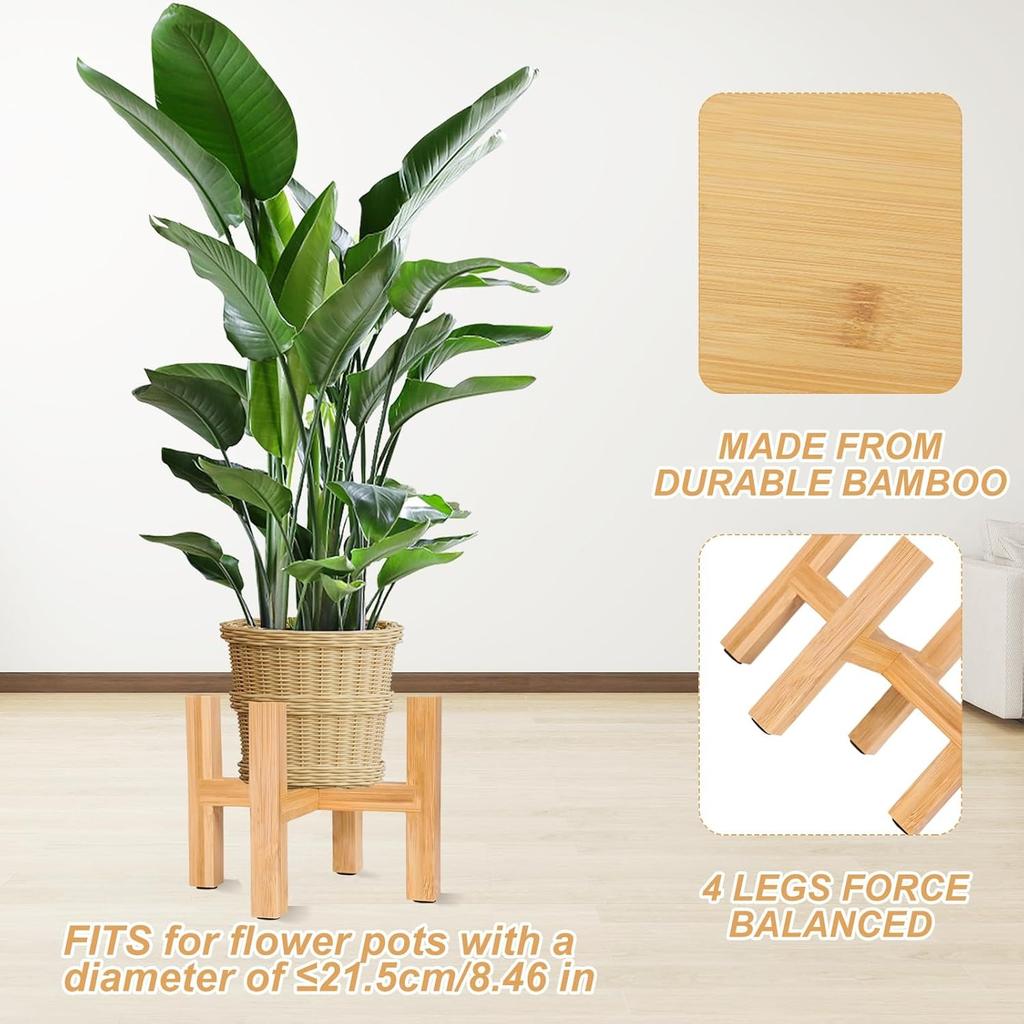 Supporto per Piante in Legno, Supporto per Vasi da Fiori Stile Mid-Century Modern per Interni Esterni, Casa Giardino Ufficio, Adatto per Vasi fino a 21,5 cm, Portafiori