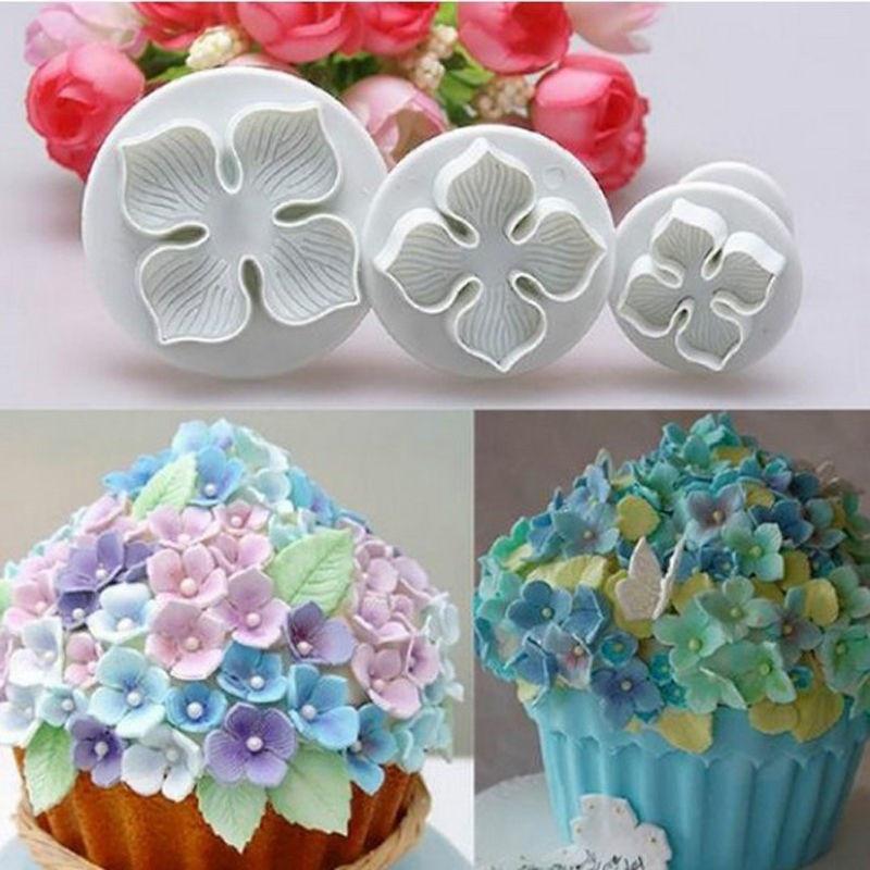 

3 шт./компл. силиконовая помадка для украшения торта SugarCraft плунжерный резак Цветочная форма для цветов