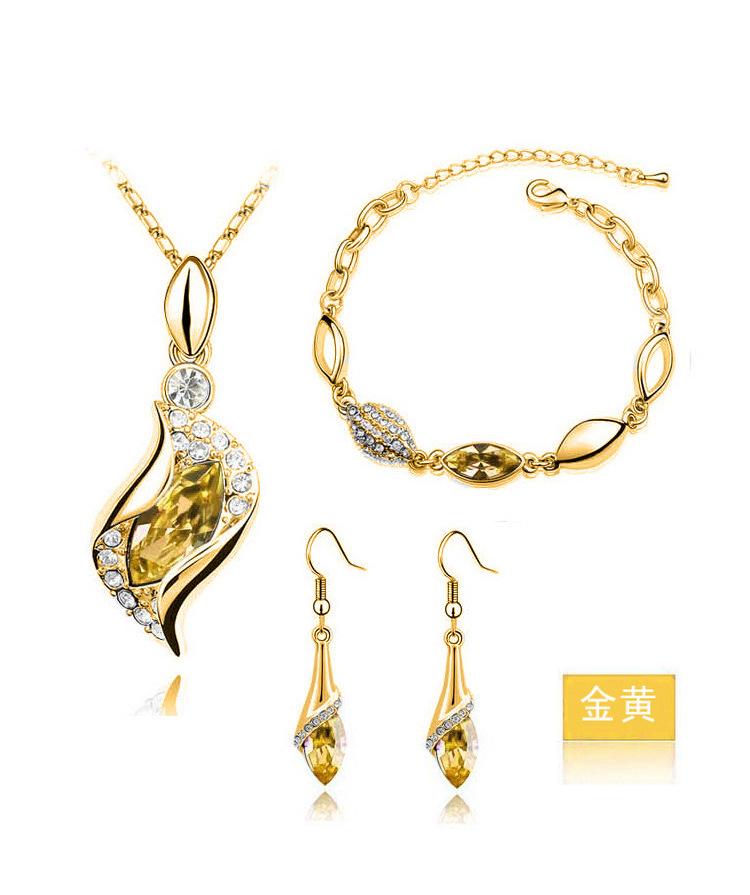 Nouvelle Mode Cristal Collier Bracelet Boucles d'Oreilles Zircon Ensembles pour Femmes Conjuntos De Joyeria