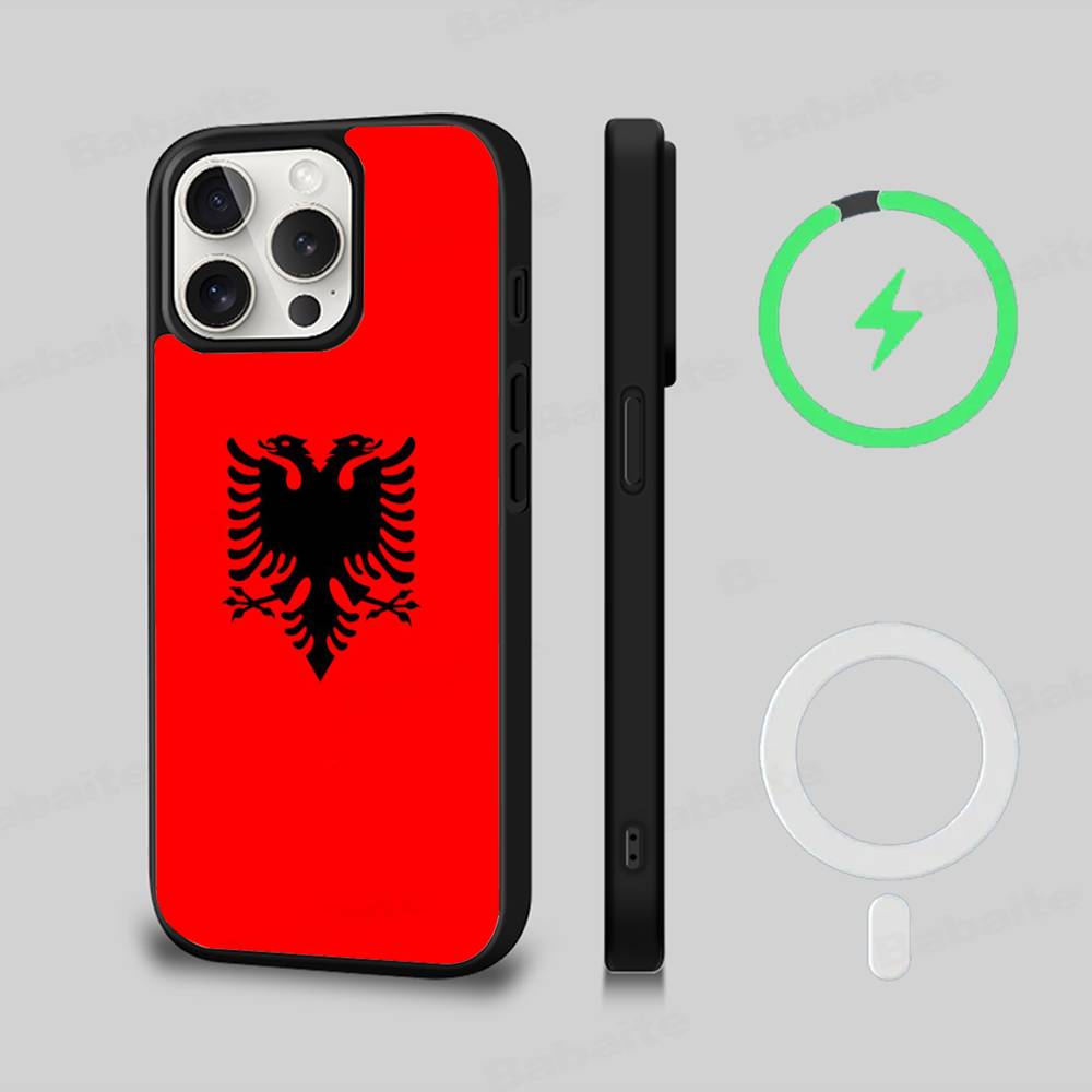 

Карта Флага Албании Для Магнитного Чехла На MagSafe Для IPhone 17 16 15 14 13 12 11 Plus Pro Max PC+TPU Чехол iPhone 14