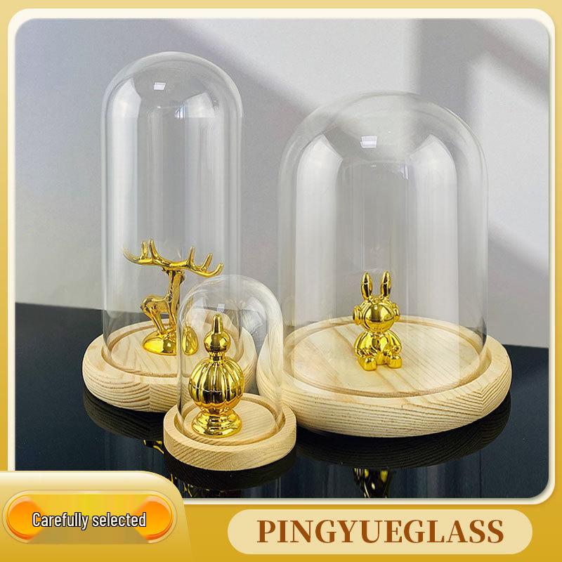 

Бессмертный цветок стеклянный купол витрина - Прозрачное украшение для кукол и фигурок 5*12 Glass Dome + Wood Base