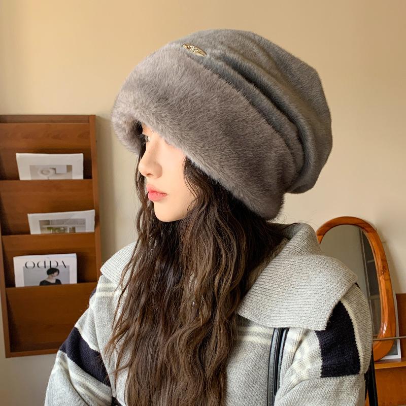 

Winter Fashion Versatile Pile Hat Thickened Warm Baotou Hat Big Head Circumference Showing Face Small Fisherman Hat one size fits all