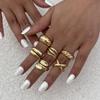 Irregular Glossy Metal Open Rings For Women Vintage Punk Gold Silver Color Personality Finger Ring Female Jewelry