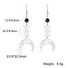 Women's Double Crescent Moon Star Pendant Cut New Moon Earrings
