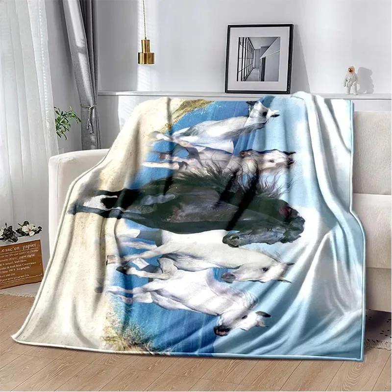 3D Print Cartoon Pentium Horse Flannel Blanket,Multi-purpose Holiday Gift Blanket Warm And Soft Blankets All Seasons
