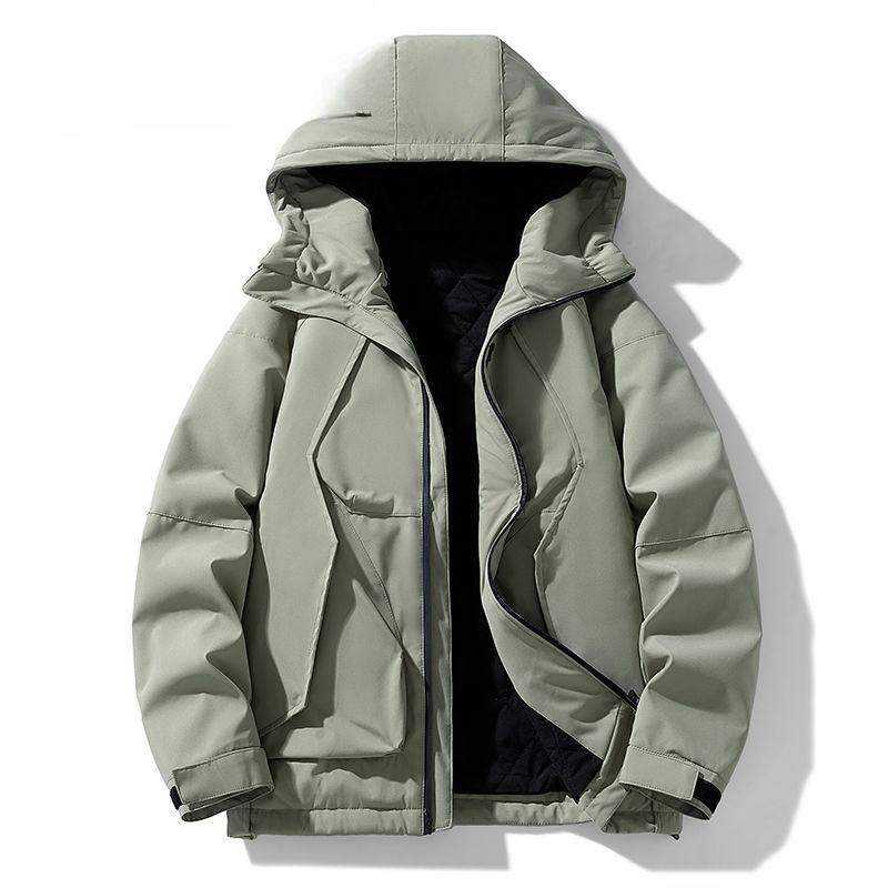 Men's Winter Plus Size 7XL & 8XL Warm Jacket - Thicken Hooded Padded Parka Black Winter Coat