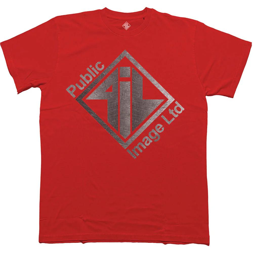 PIL (Public Image Ltd) T-Shirt: Brushed Steel Logo & Text (Red) OFFICIAL NEW XXXXL