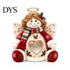 Soft Knitted Christmas Ornament Plush Snack Bag, Clear Heart Window Storage Doll with Back Zipper, Holiday Candy Cookie Gift Home Decor Holder,