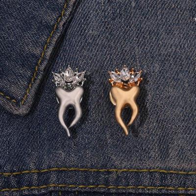 Cartoon Teeth Micro-Pave Brooch: Versatile Alloy Accessory for Scarves, Bags, and Clothing
