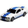 FREESTYLE MOTORHELIX 1/64 Ford Mustang Shelby GT500 2007 Blanc avec Doubles Bandes Bleues Modèle Réduit en Métal GL-1251005C