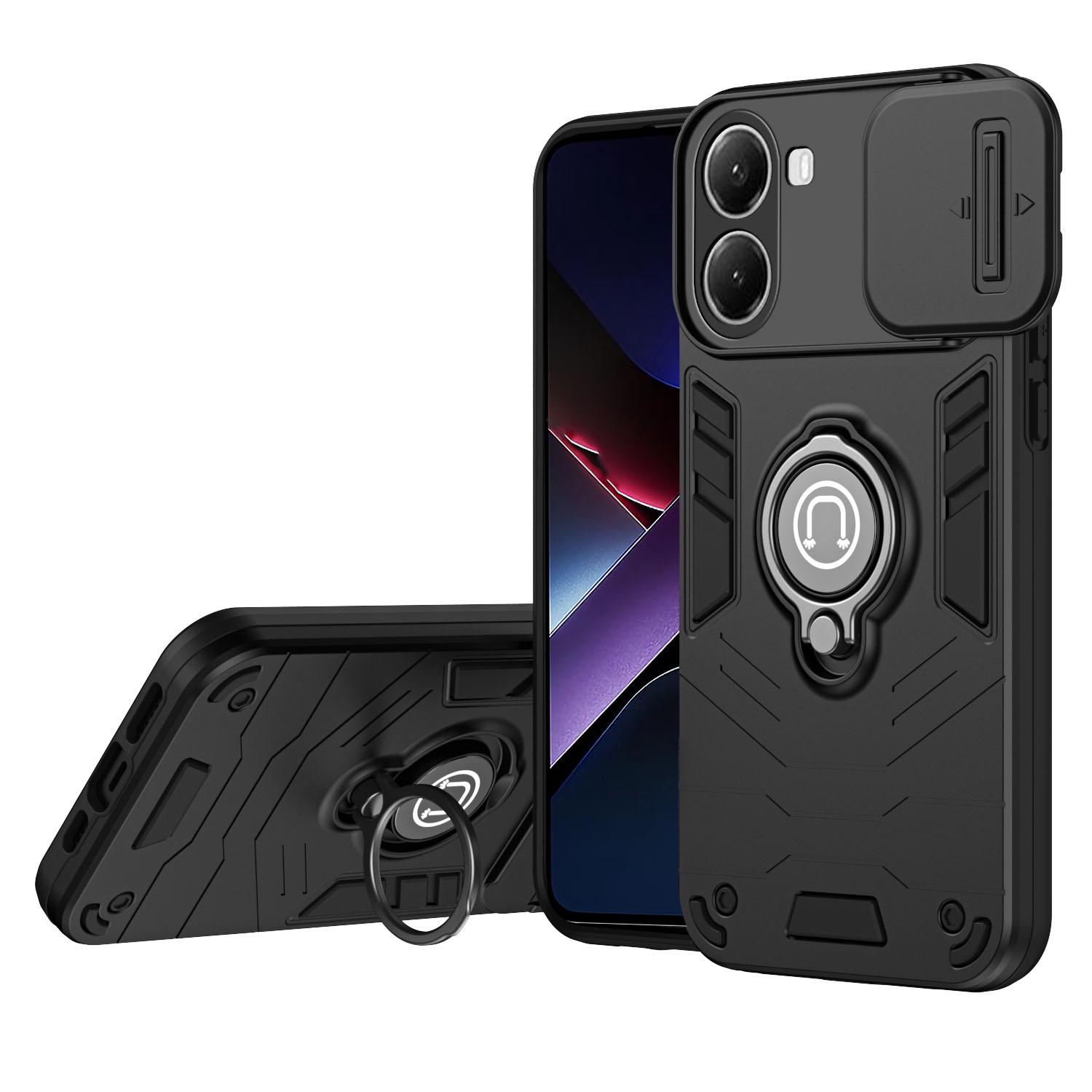 

Чехол для Xiaomi Poco X7 Pro 5G/Redmi Turbo 4 5G Slide Camshield Подставка PC+TPU Чехол для телефона Black