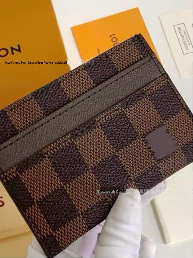 Vintage kostkovaná malá peněženka na více karet s logem