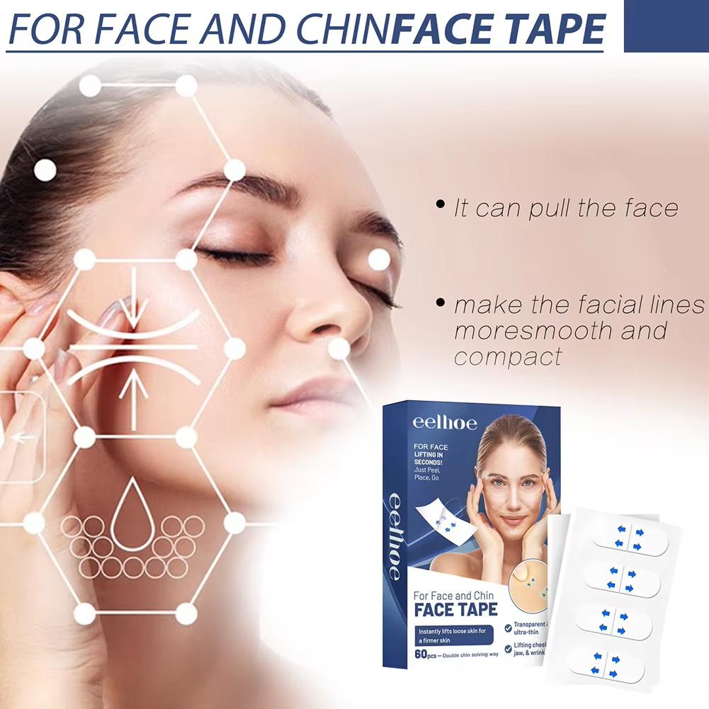 Portable Facial Lifting Strips 60pcs Ingredient Safety Anti Aging Patches Waterproof Elastic Breathable for Face Forehead Neck