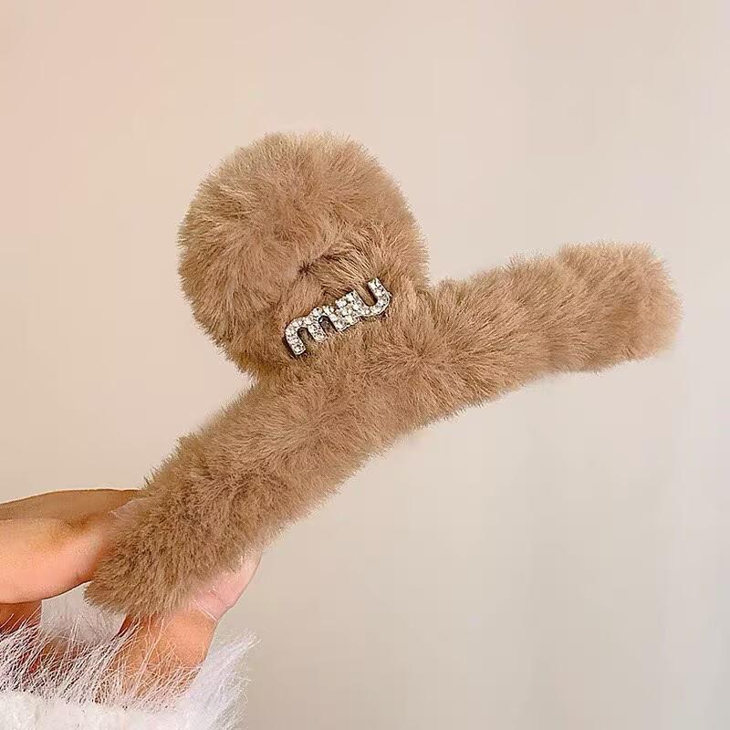 2025 High-End Rhinestone Mink Hair Clip - Women's Large Shark Claw for Updo Hairstyles