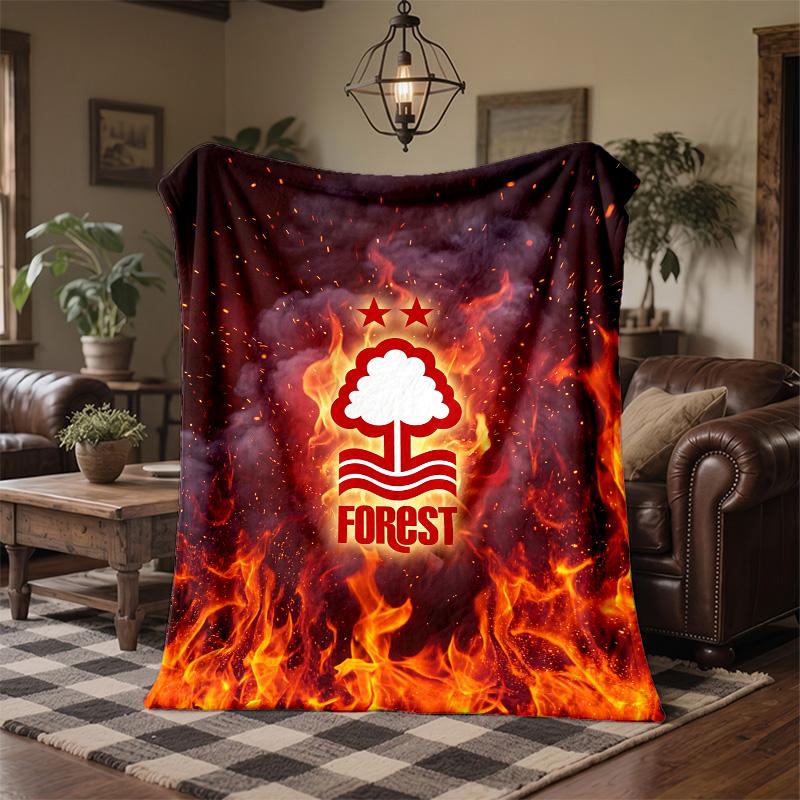 Coperta in Flanella con Stampa Calcio Nottingham Forest Morbida Calda Coperta da Divano Letto per Casa Ufficio Camera da Letto