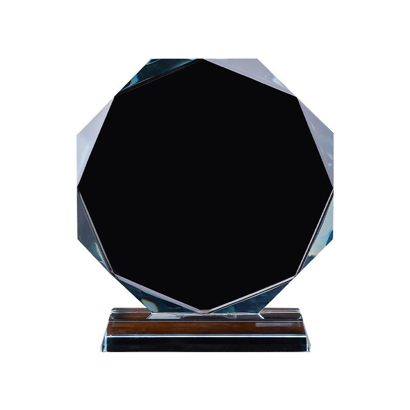 Ośmiokątny Kryształowy Medal Trofeum - Biały Pusty Kryształ do Personalizacji