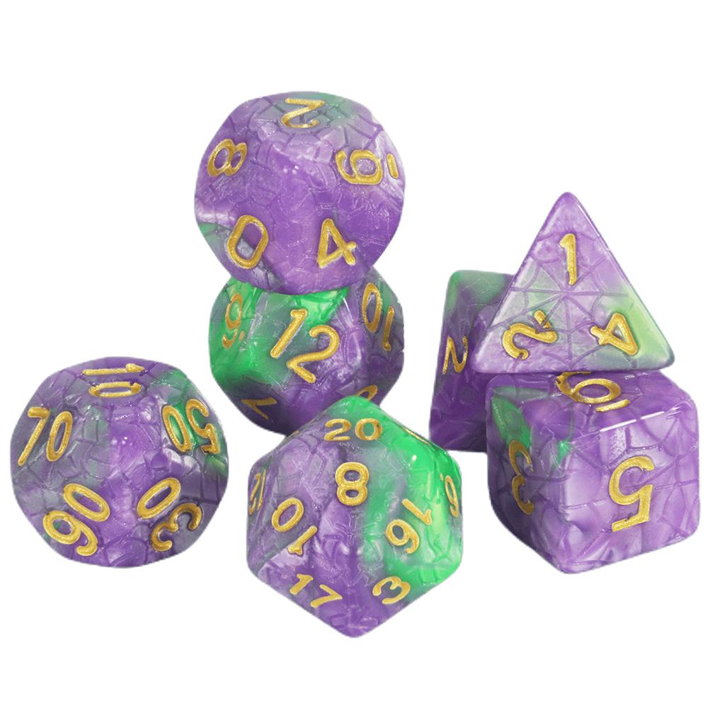 Sada mnohostěnných kostek 7ks Míchání barevných kostek s pavučinou pro deskové hry DND a deskové hry na hrdiny