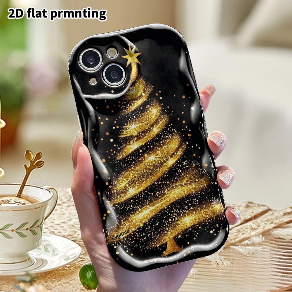 Phone Case: 2D Flat Design, Fits iPhone 12, 13, 14, 15, 16, 17, 18 Pro, Phone Decoration, Glitter Spiral, Halloween and Christmas Gifts