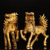 Fire Ornament Full Copper Male and Female Pair Crystal Kirin Home Entrance Office Small Decorative Divine Beast Auspicious