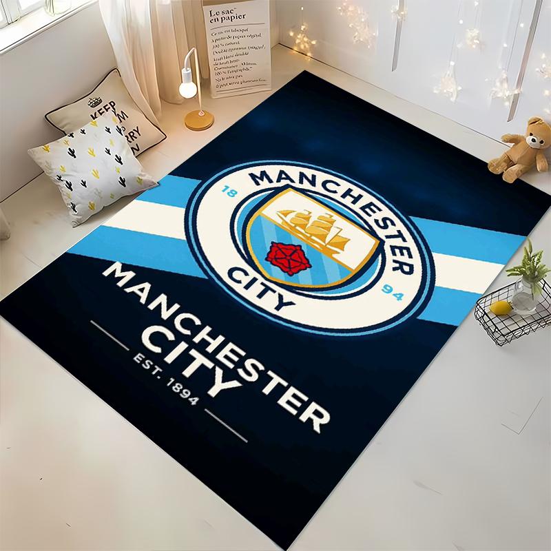Manchester City Logo Design Rug, Est. 1894 Non-slip rug suitable for living room and bedroom sofas.
