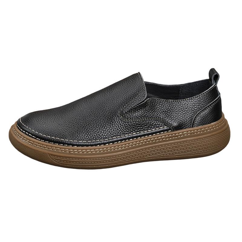 Men s Slip-On Retro Cowhide Loafers - Breathable, Soft Sole Leather Shoes for Spring & Autumn 41