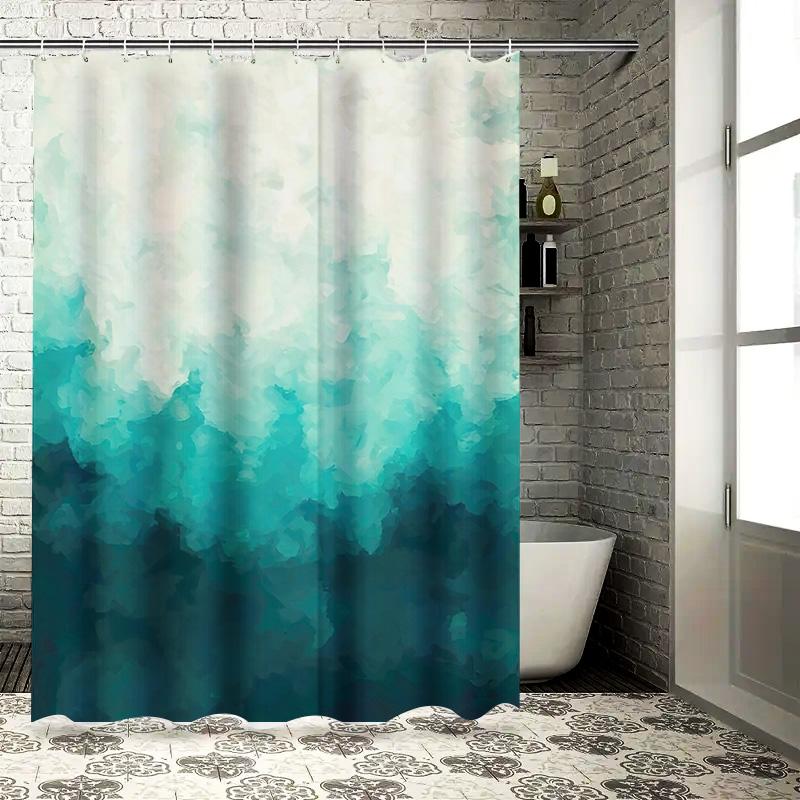 

Beautiful Watercolor Blue Green Shower Curtain For Bathroom Decor With Metal Hook Rings Set Perfect Gift Idea W60H190(CM)-1 Pcs
