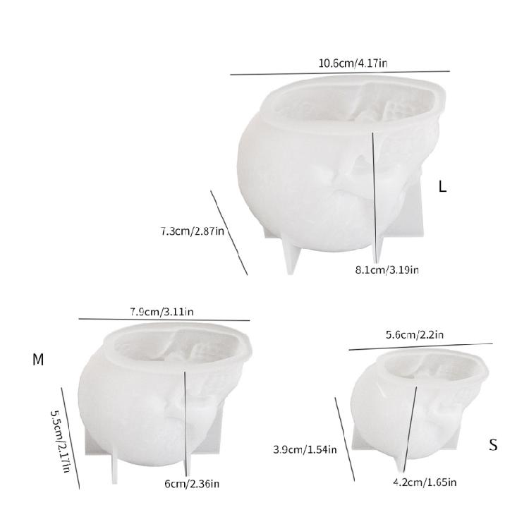 Skull Shape Gypsum Molds Scented Candle Silicone Mold Concrete Cement Crafting Mold Table Ornament Halloween Decorations