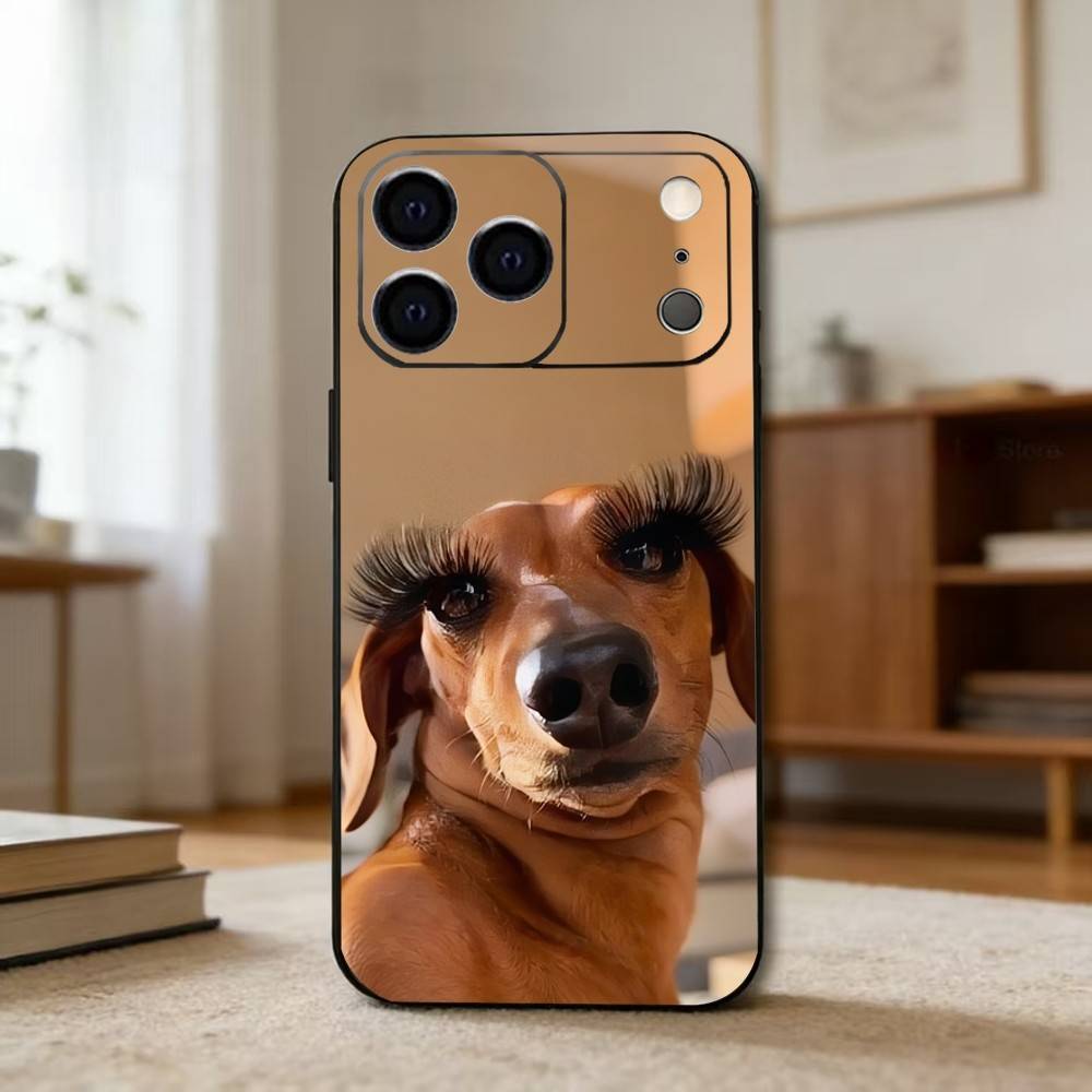 F-Funny D-Dog C-Cute D-Dog Phone Case For iPhone 17,16,15,14,13,12,11 Plus,Pro Max,XS,Soft Silicone Black Cover iPhone16plus